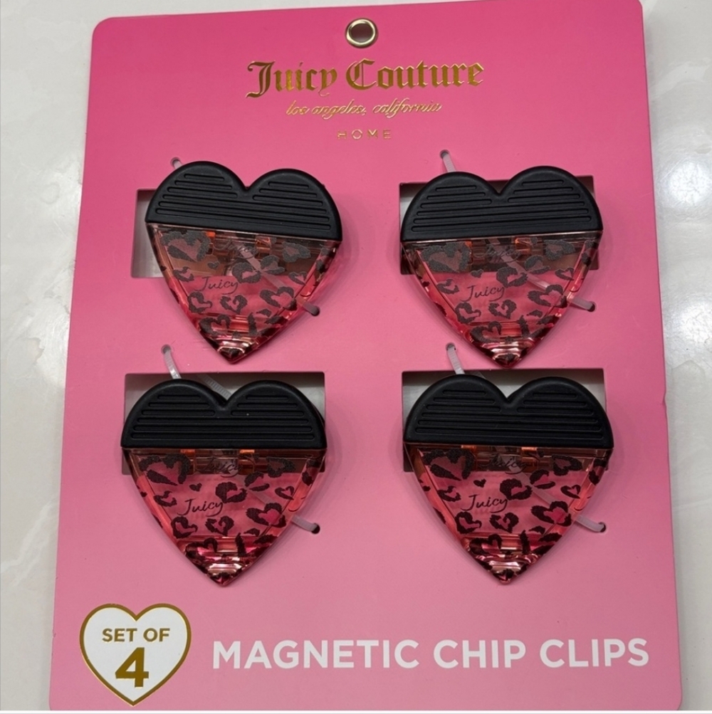 Juicy Couture Pink and Black Heart Magnetic Chip Clips